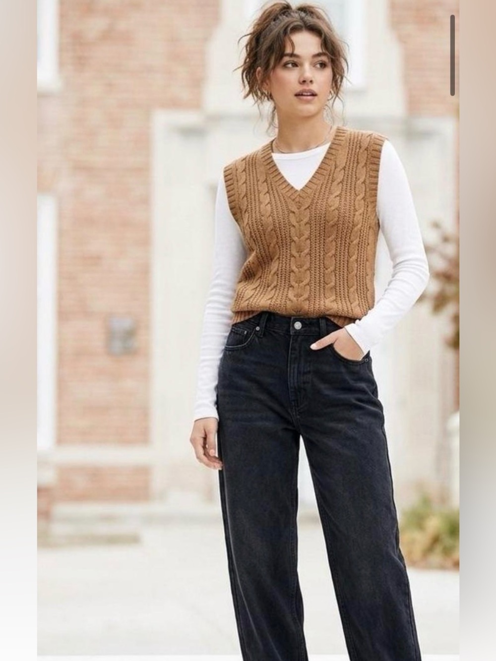 American Eagle Cable-knit oversized sweater vest size S